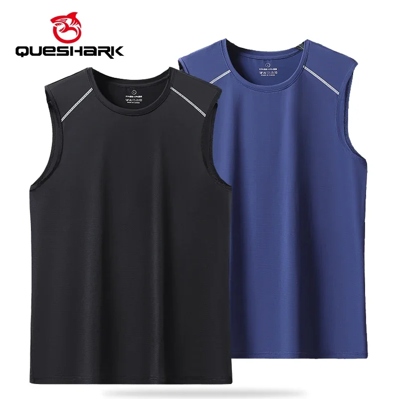 

(L-8XL) Мужской велосипедный жилет Queshark Ice Cool, быстросохнущие бесшовные майки для спортзала, дышащая тренировочная рубашка без рукавов
