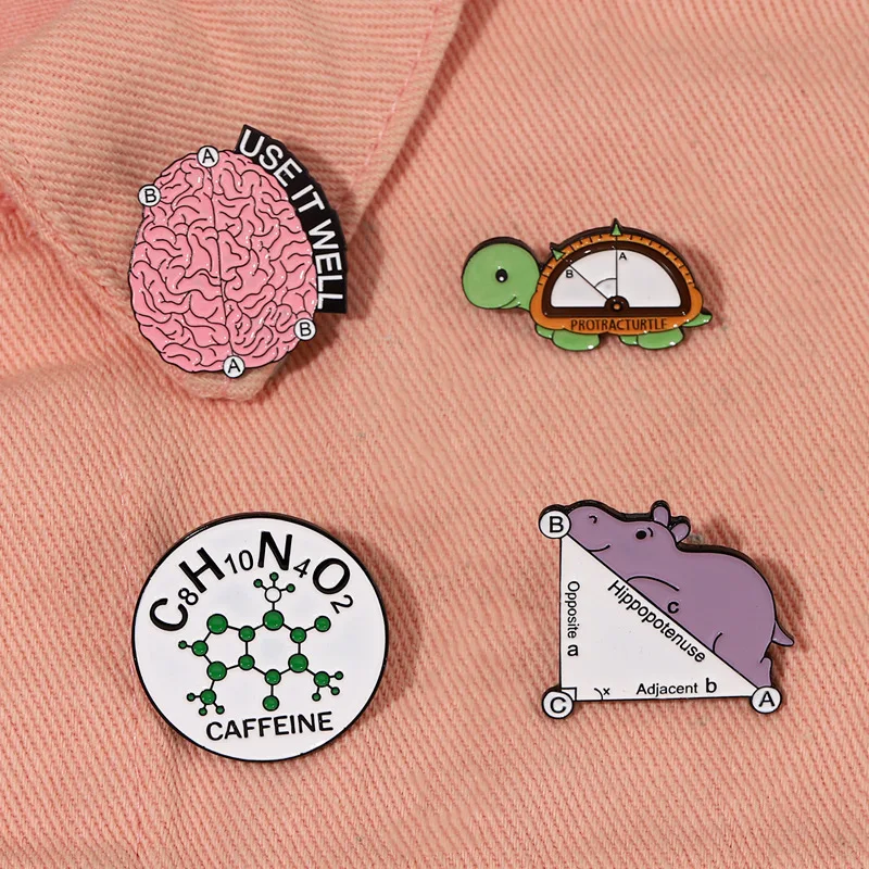 Brain Enamel Lapel Pins Chemical Mathematical Science Animal Brooches Wholesale Badges Jewelry Gifts for Friends Free Shipping