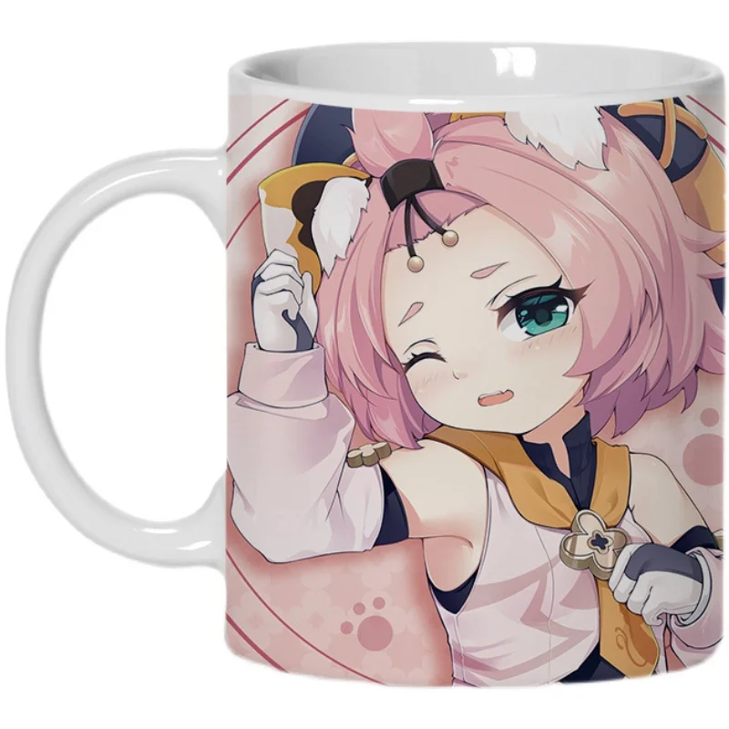 Jogo de anime genshin impacto diona copo de água cerâmica caneca de café copo dos desenhos animados das mulheres dos homens estudante copo presentes de natal