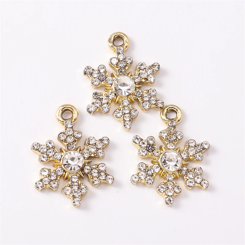 Duarte 20 Teile/los Nette Kristall Legierung Weihnachten Schneeflocken Charms Anhänger für Schmuck Machen DIY Halsketten Ohrringe Zubehör – Detail 3