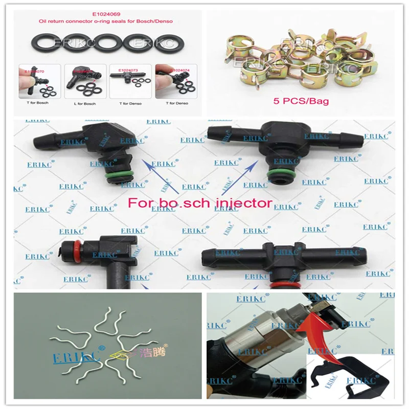 ERIKC 5 pz connettore in plastica tubo tubo ugello ritorno olio giunto di riflusso tubo T e tipo L per Bosch Denso Common Rail iniettore