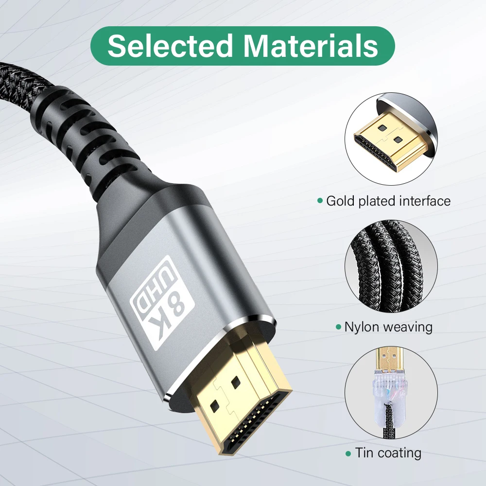 8K HDMI 2.1 Cable 48Gbps 8K@60Hz 4K 120Hz eARC Dolby HDR10 For PS5 Xbox HDTV Samsung Sony LG Mac PC Laptop RTX 3080 3090 5m 7m