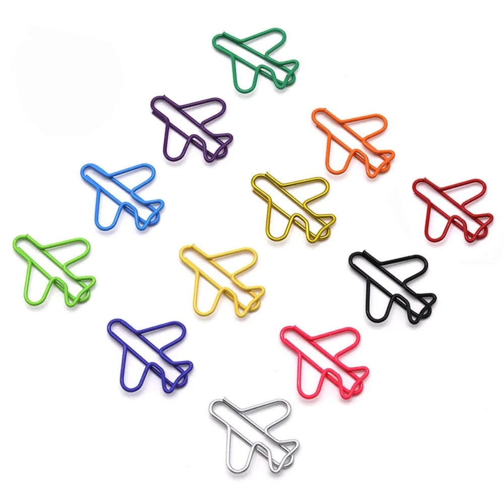 10pcs Metal Memo Airplane Paper Clip Index Bookmark Clip-on Metal Paper Clips Irregular Creative Creative Bookmark Clip Office