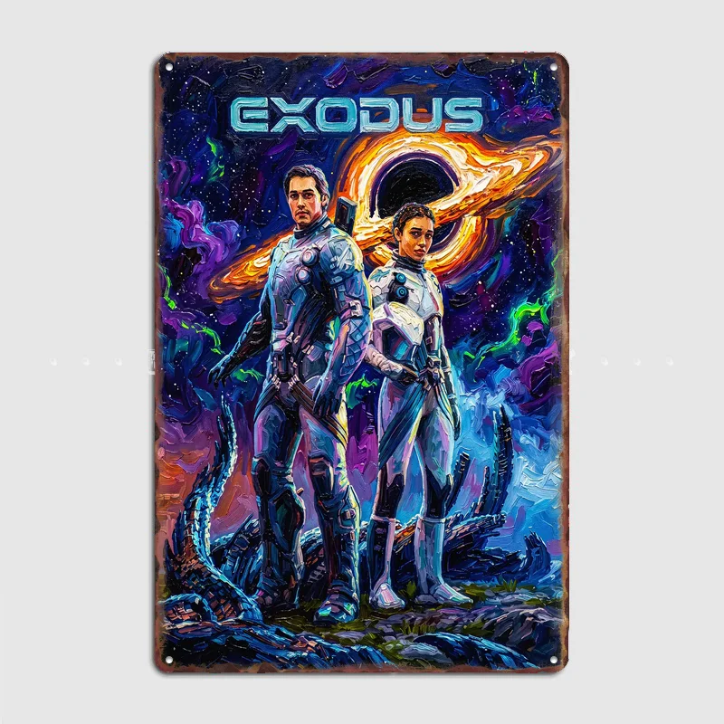 Exodus Space Exploration Oil Painting Metal Posters Sign Bar Club Custom Bedroom Indoor Wall Decor Room Decoration Home Decor