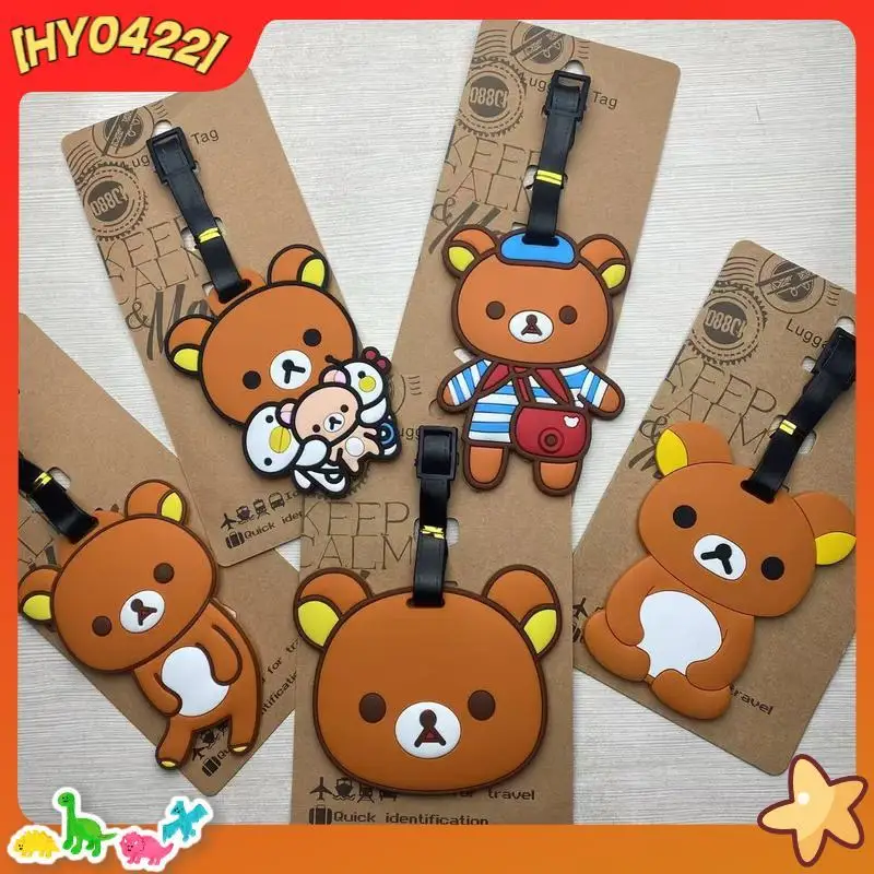 

Универсальный мультяшный брелок-идентификатор Rilakkuma из мягкого ПВХ для багажа, держатель для имени и адреса, подвеска для дорожных сумок и чемоданов для путешественников