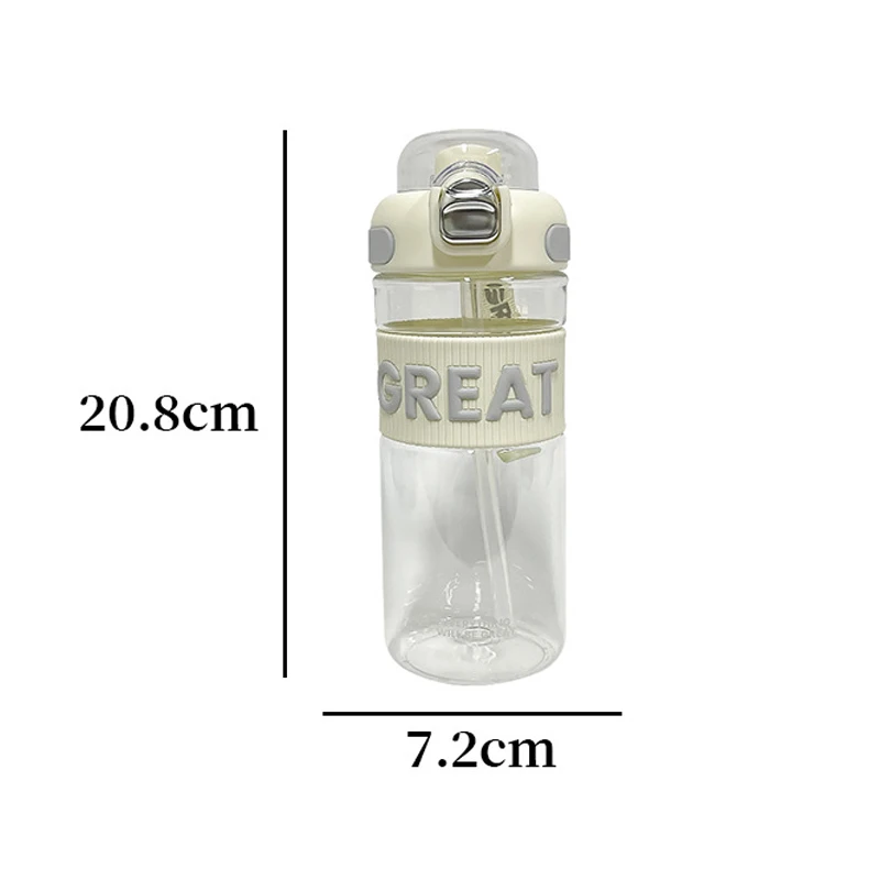 Cute Water Bottle Sport Plastic Travel Coffee Juice Straw Cup BPA Free 670ml Portable Gym Drinking Bottle Gift For Women Girl