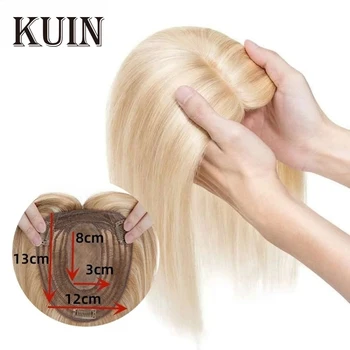 נשים טופר 100% שיער אנושי פאות עבור גברת 12x13cm קליפ אין טופר בלונדיני שיער ישר טופרס בסיס משי נושם