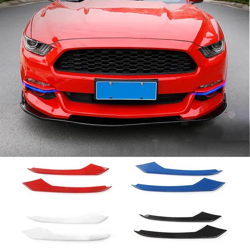 SHINEKA ABS Car Front Fog Light Eyelid Decoration Cover Trim Strips Stickers For Ford Mustang 2015-2018 Car Styling Accessories