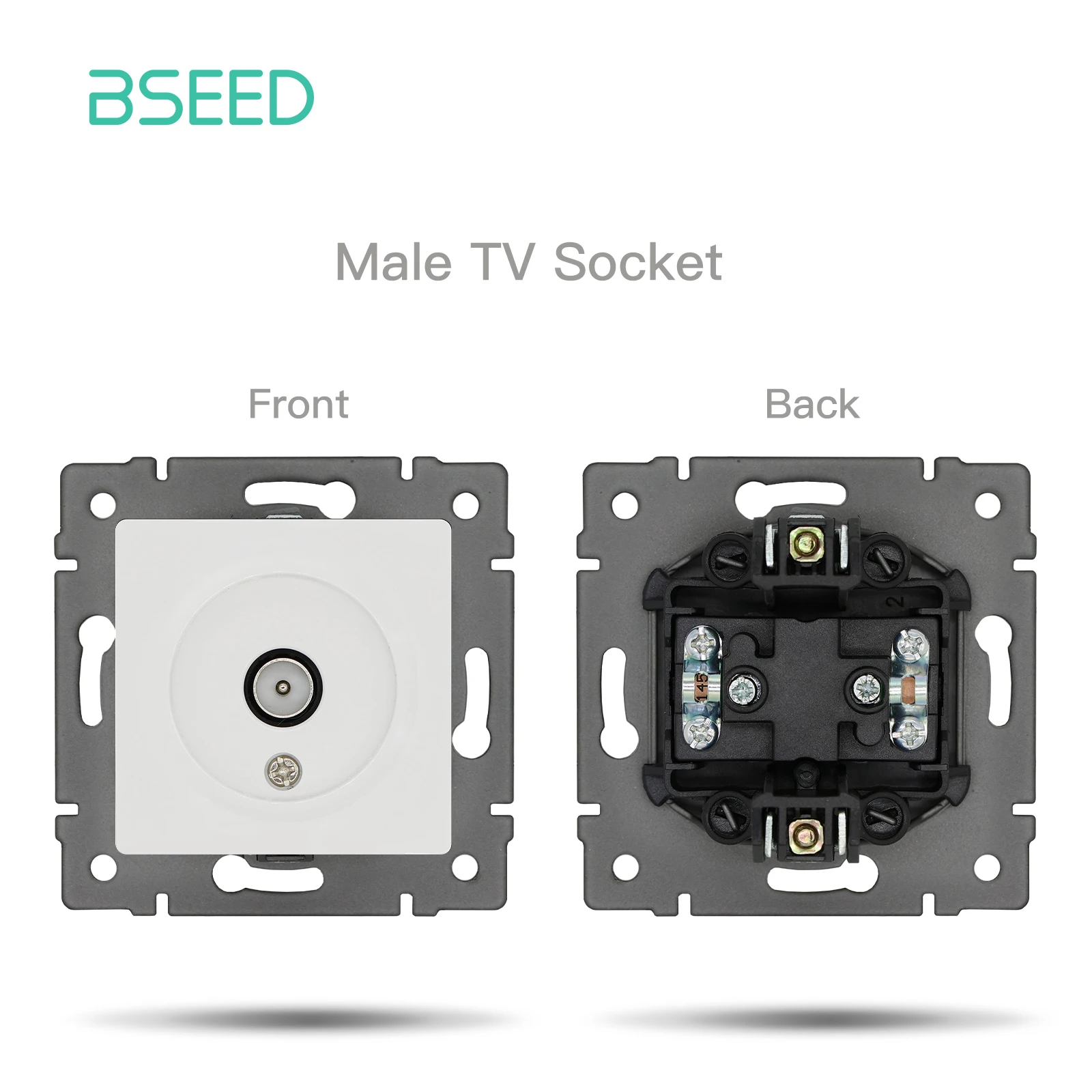 BSEED Wall Button Switch 1/2Gang USB Type-C Wall Socket Module Part Internet TV Telephone Socket Plastic Frame DIY Function Part