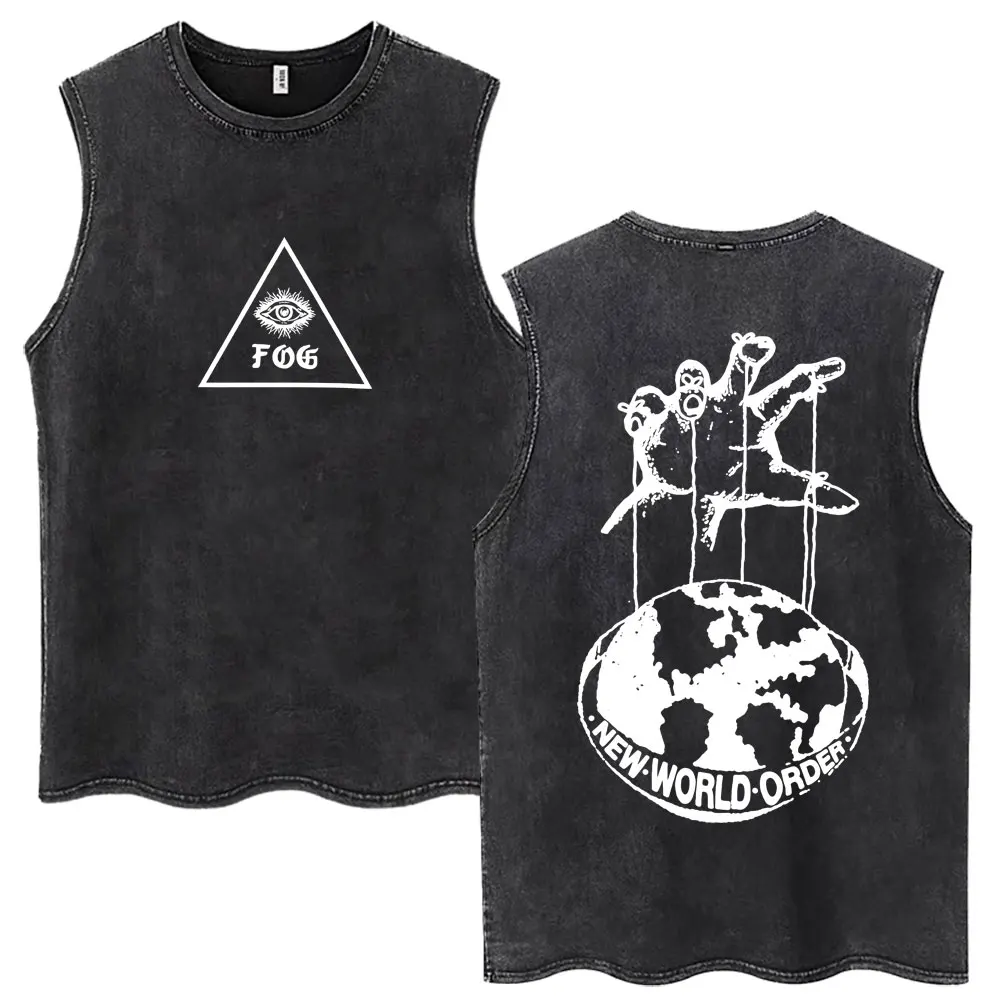 Washed Forward Observations Group Tactical Night Vision Skull Tank Tops Vintage Sleeveless T-shirt Men's Cotton Oversized Vests