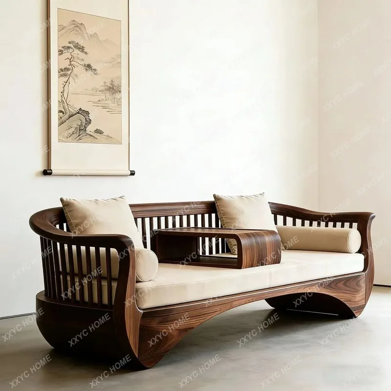 XX  New Chinese Black Walnut Living Room Office Sofa Bed Zen Arhat Bed