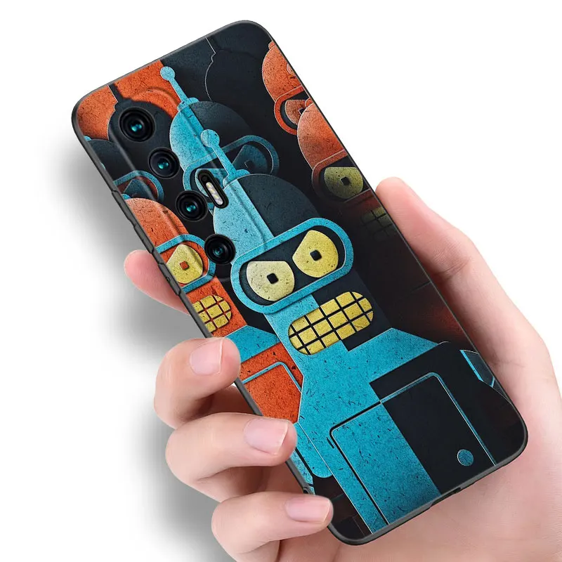 Anime Robot-Bender Phone Case For Xiaomi Mi 9 SE 8 10 10T 11 12 13 Lite 9T 11T 12S 12T 13T Pro 5G 11i 12X Black Silicone Cover