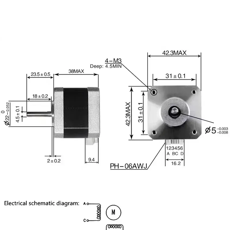 1- 3pcs42 stepper motor NEMA Hybrid Screw Motor (17HS4401) two-phase four-wire 3D printer performance stable high-speed response