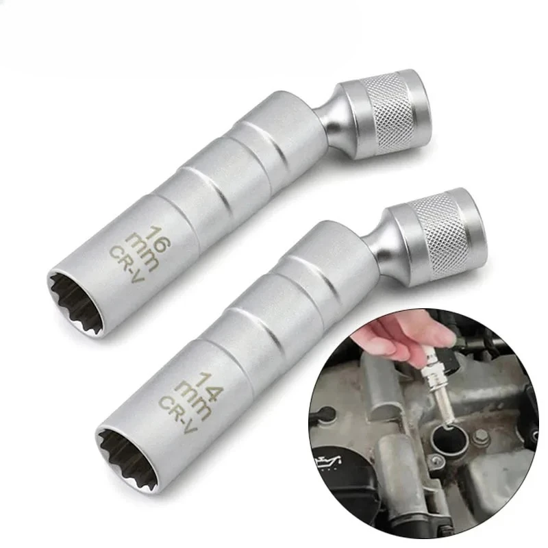 Spark Plug Socket Wrench Adapter 14mm 16mm Install Replace Repair Kit Swivel Torque Magnetic Remove Removal Gap Tool Car