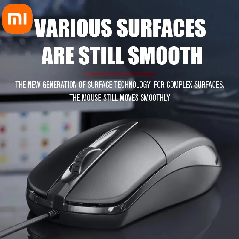 Xiaomi ماوس سلكي USB ماوس بصري للكمبيوتر بتصميم مريح 1200 ديسيبل متوحد الخواص 3 أزرار ماوس للاستخدام المنزلي المكتبي