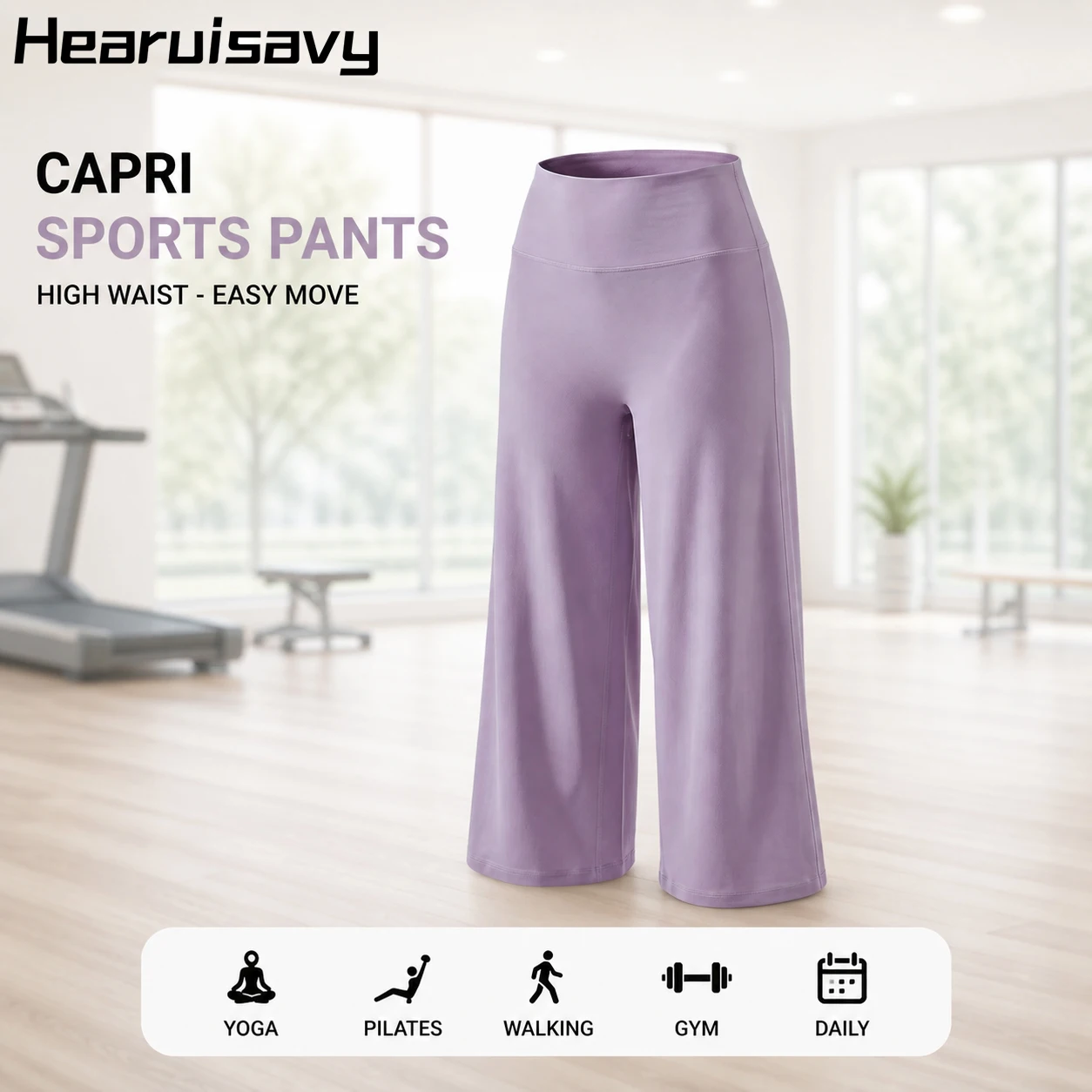 Hearuisavy Women Sports Capri Pants High Waist 3/4 Length Wide Leg Comfortable Fit Yoga Pants Workout Pants Gym Fitness Capris