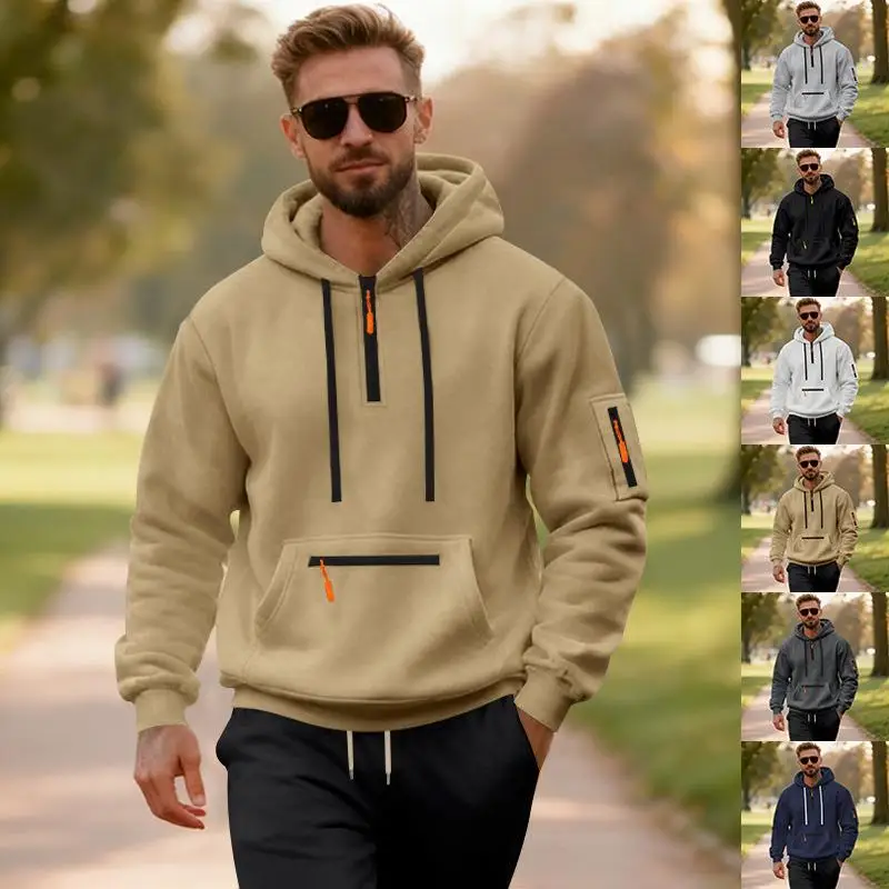 

Men's Hooded Sweatshirt Sports Workwear Jacket Zipper Closure Iron-Free Other Fabric Casual Loose Fit Fleece Lined Non-Brand