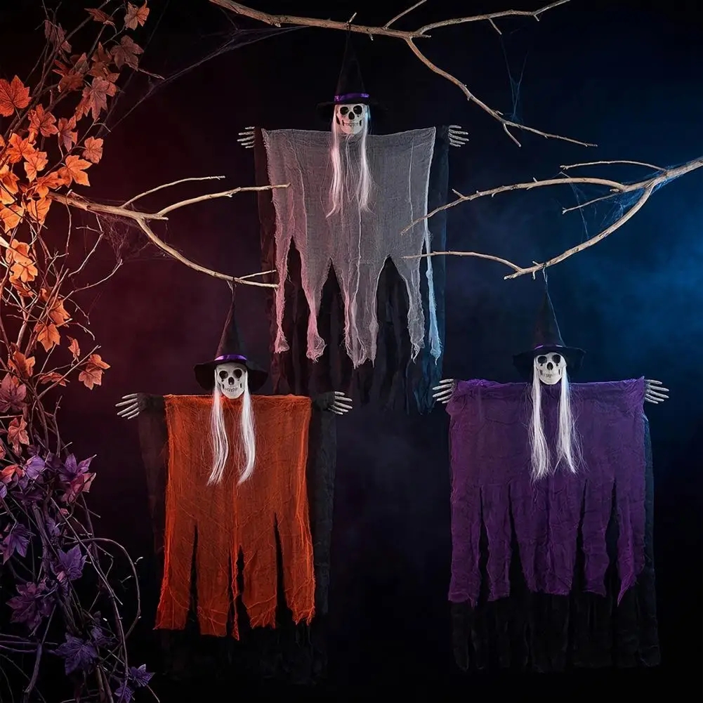 Spooky Door Hanging Decor 38 Halloween Hanging Witch Decoration Spooky Flying Skeleton Ghost Ornament Haunted House Porch Yard