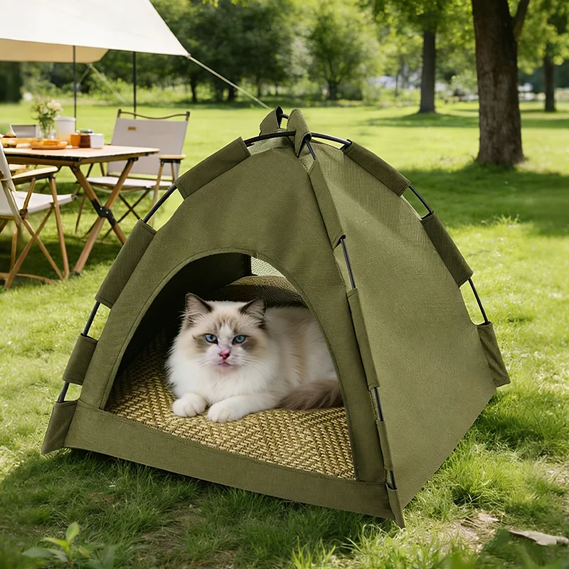 Foldable Semi-Enclosed Pet Tent Washable Detachable Cat House Four Season Outdoor Indoor Shelter Cave Bed For Cats And Small Dog - view 2