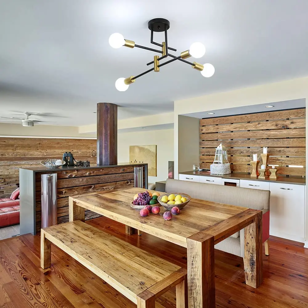 ثريا صناعية، مصباح سقف عتيق E27 قطر 70 سم، ثريات سبوتنيك حديثة 4 أضواء لغرفة النوم والمطبخ #5