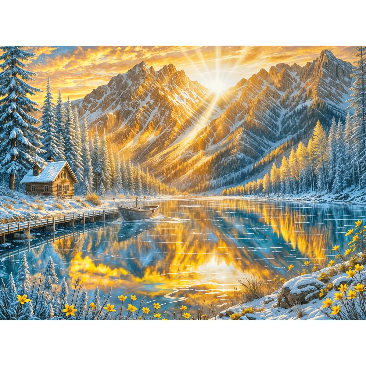 Acrylfarbe nach Zahlen, helles Sonnenschein-Ölgemälde, Kunstbild für Schlafzimmerwand, handgemaltes einzigartiges Geschenk für Erwachsene