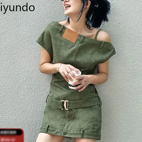 เซ็กซี่ย้อนยุคปิดไหล่ชุดยีนส์หญิง 2025 ฤดูร้อนออกแบบซอกสาวร้อนหลอดด้านบนA-Lineสั้น Плае ЖVestidos