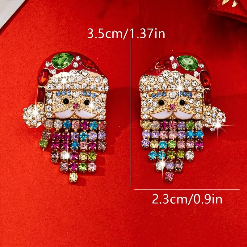 Charming Santa Claus Stud Earrings for Women Adorned Pearls Rhinestone Different Styles Festive Party Jewelry Xmas Gifts