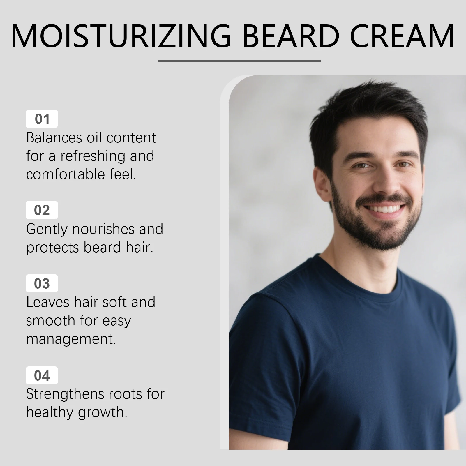 Men's Beard Balm Refreshing, Moisturizing and Non-Greasy, Easy to Style, Soft Smooth Touch, Deep Nourishing Care
