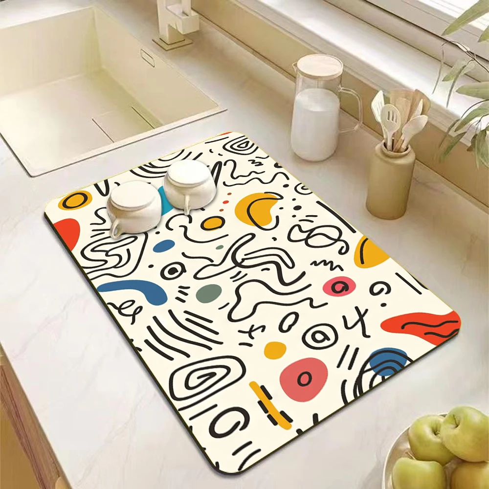 Rubber Drying Pad Non-slip Kitchen Super Absorbent Mat Guard Countertop Protector Kitchen Accessories Coffee Machine Pads