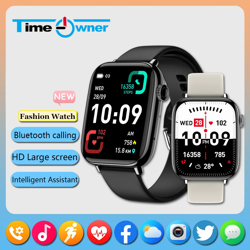 

Time Owner 2024 Smart Watch New Bluetooth Make/Receive Phone Calls IP68 Waterproof Fitness Heart Rate Tracking SmartWatch