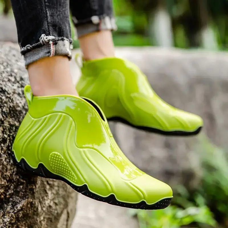 

Мужские резиновые сапоги для приготовления пищи, мужские весенне-осенние резиновые сапоги на плоской подошве для шеф-повара, оригинальная водонепроницаемая устойчивая мужская обувь для рыбалки
