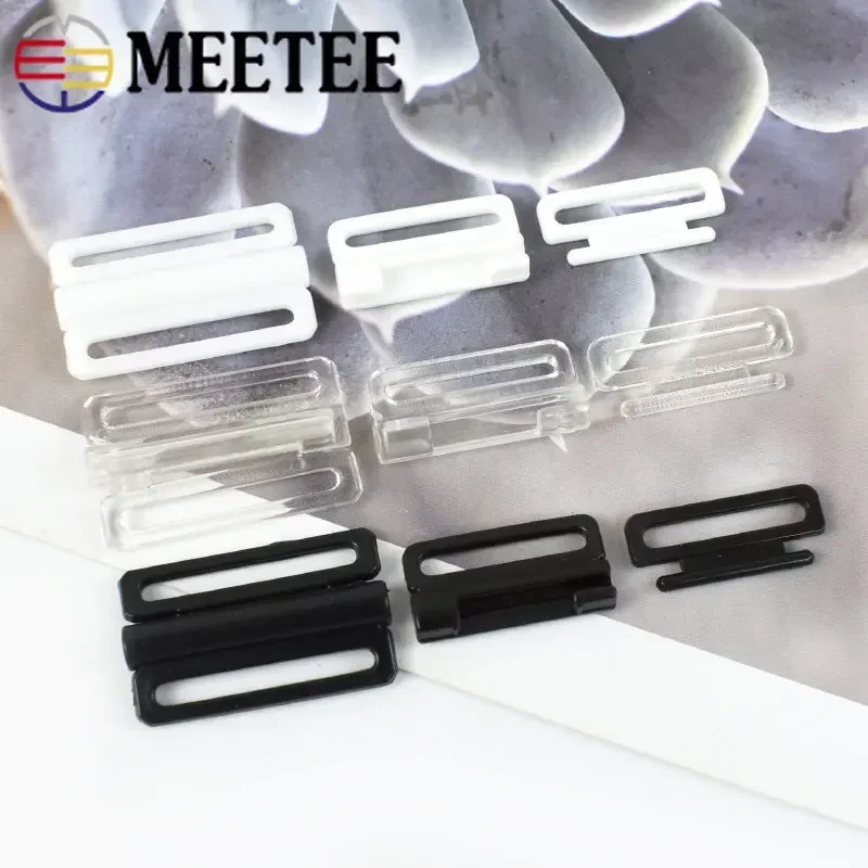 50Sets 8-25mm Plastic Buckles for Bra Swimwear Bikini Adjustor Front Closure Clip Clasp DIY Sewing Underwear Repair Accessories