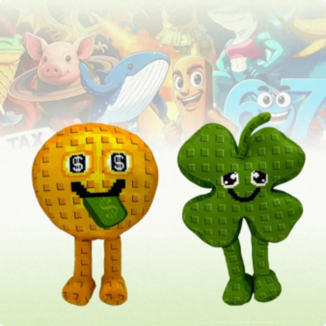 

27CM Steal A Brainrot Merchandise Pixel Art Plush Set Dollar Sign Character and Clover Stuffed Doll Collectible Toy for Fans