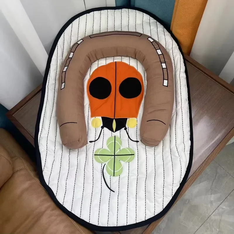 Soft Cotton Oval Baby Lying Pad Newborn Crawling Mat Infant Play Floor Cushion Safe Nursery Bedding for Little Kids
