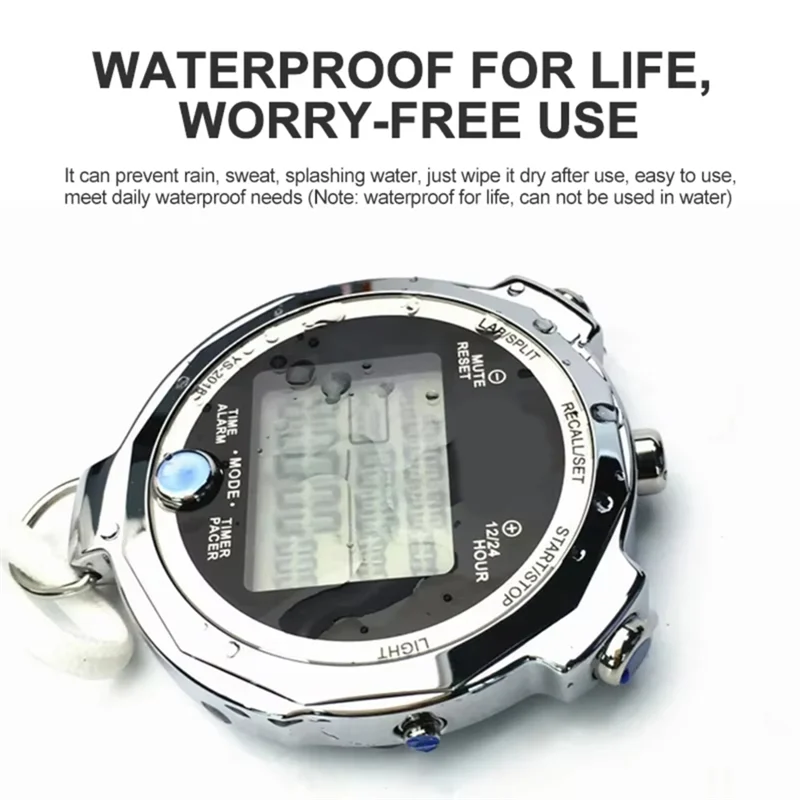 XSXS-Professional Digital Stopwatch Timer Metal Luminous Display 0.001S Precision For Sports Running Training Portable Channels