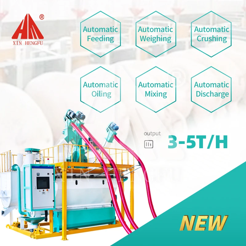 Hengfu Machinery AT-3A automatic control cattle pig and poultry feed making machine grain material crushing and mixer unit