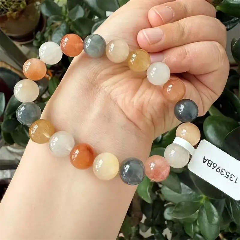 

10MM Natural Colored Rabbit Hair Quartz Bead Bracelet Jewelry Woman Men Unisex Stretch Holiday Gift 1PCS