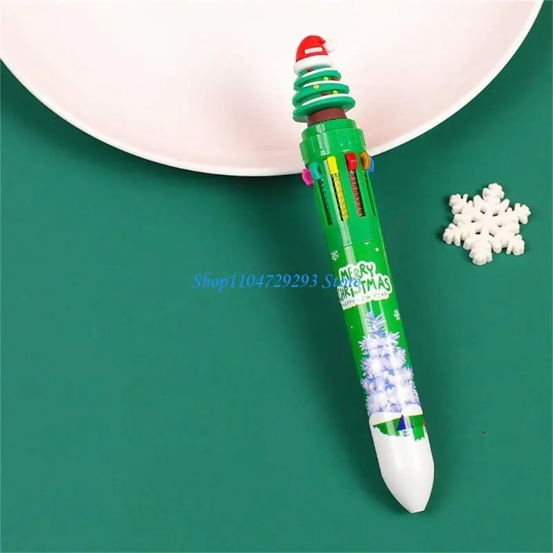 

Y2GD Christmas Ballpoint Pen 10-Colors-in-1 Multicolor Pen for Christmas Stocking Stuffer Christmas Party Favor Supplies