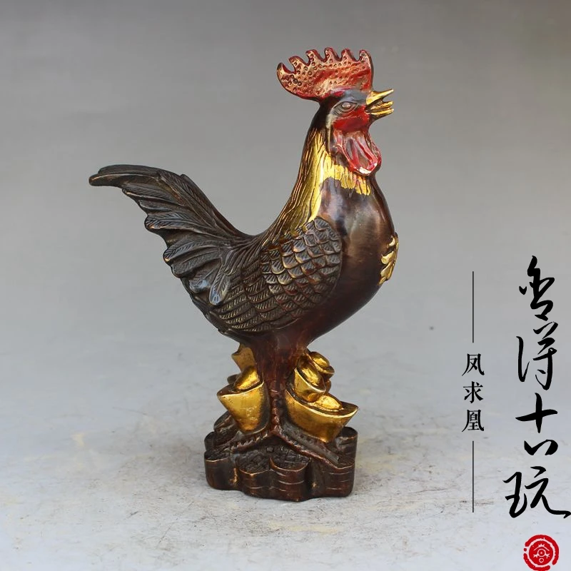 

plated brass zodiac lucky chicken bronze statue home opening unique carrying handcrafts