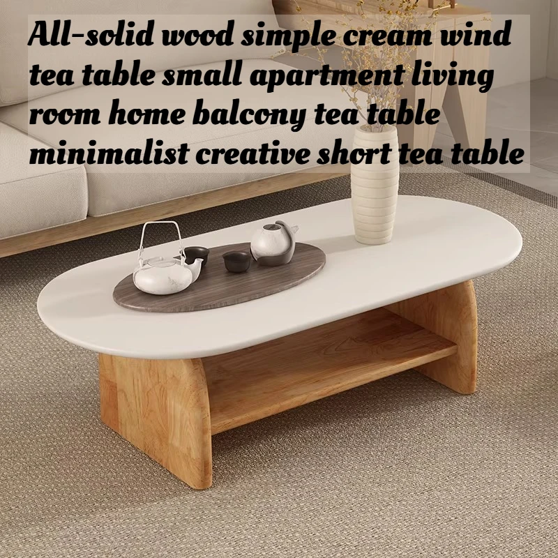 

Solid Wood Coffee Table Living Room Small Space Balcony Mid Century Modern Minimalist Designer Low Center Geometric Furniture
