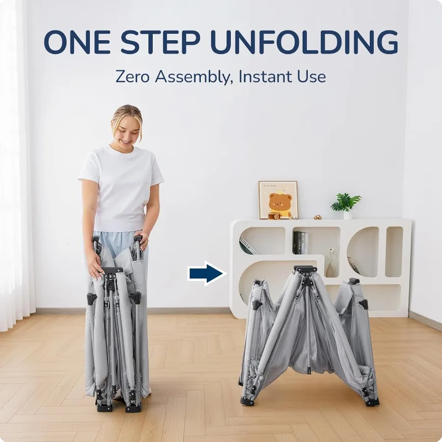 روضة أطفال قابلة للطي روضة أطفال محمولة للأطفال والرضع مقاس 59 * 71 بوصة قلم لعب للسفر مع 4 مقابض حقيبة حمل كبيرة خفيفة #2