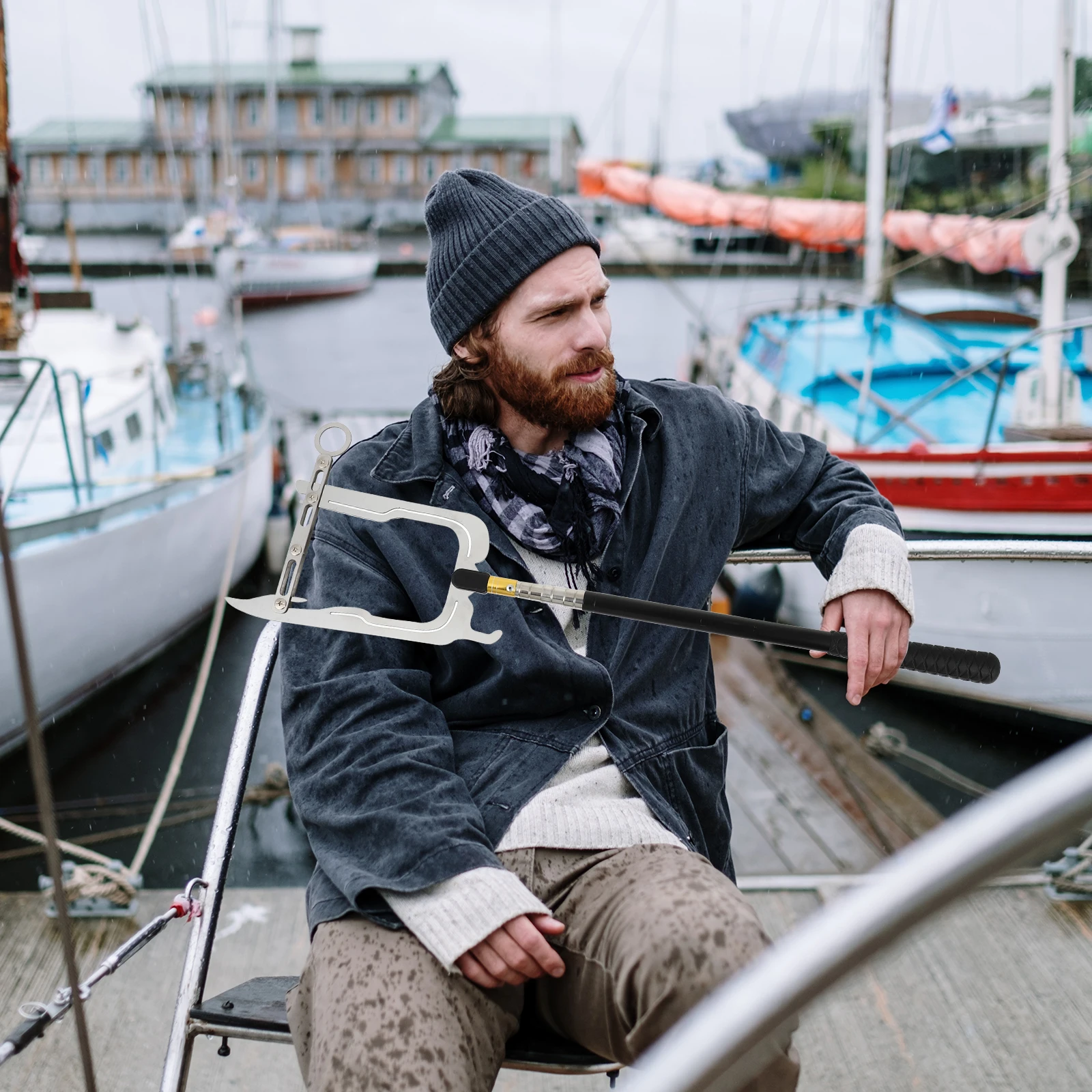 

Telescopic Boat Hook 40cm 140cm Heavy Duty Marine Pole Tie Rope Distance Swivel Accessories Stainless Storage Carry Boat