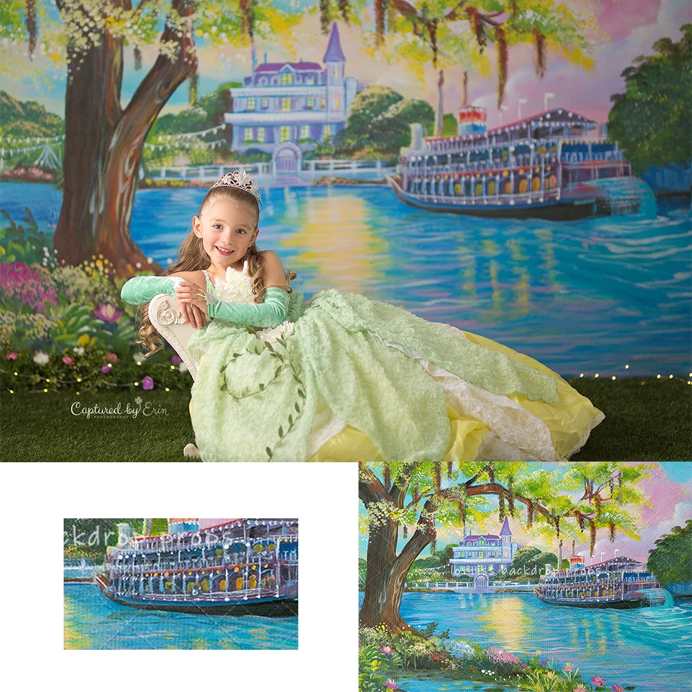 

Beautiful Bayou Backdrops Kids Adult Photography Child Newborn Photocall Summer Floral River Boat Backgrounds