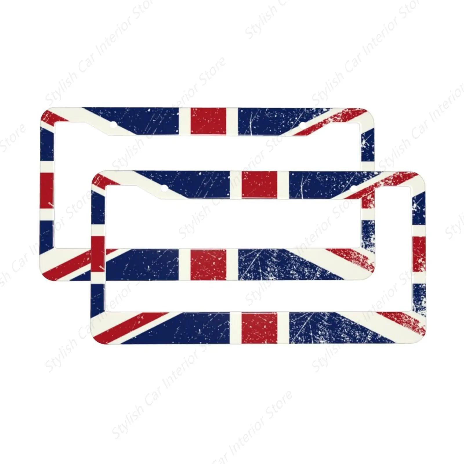 

Union Jack License Plate Frame Car Accessories Stainless License Plate Holder Patriotic Flag Decorative Frames