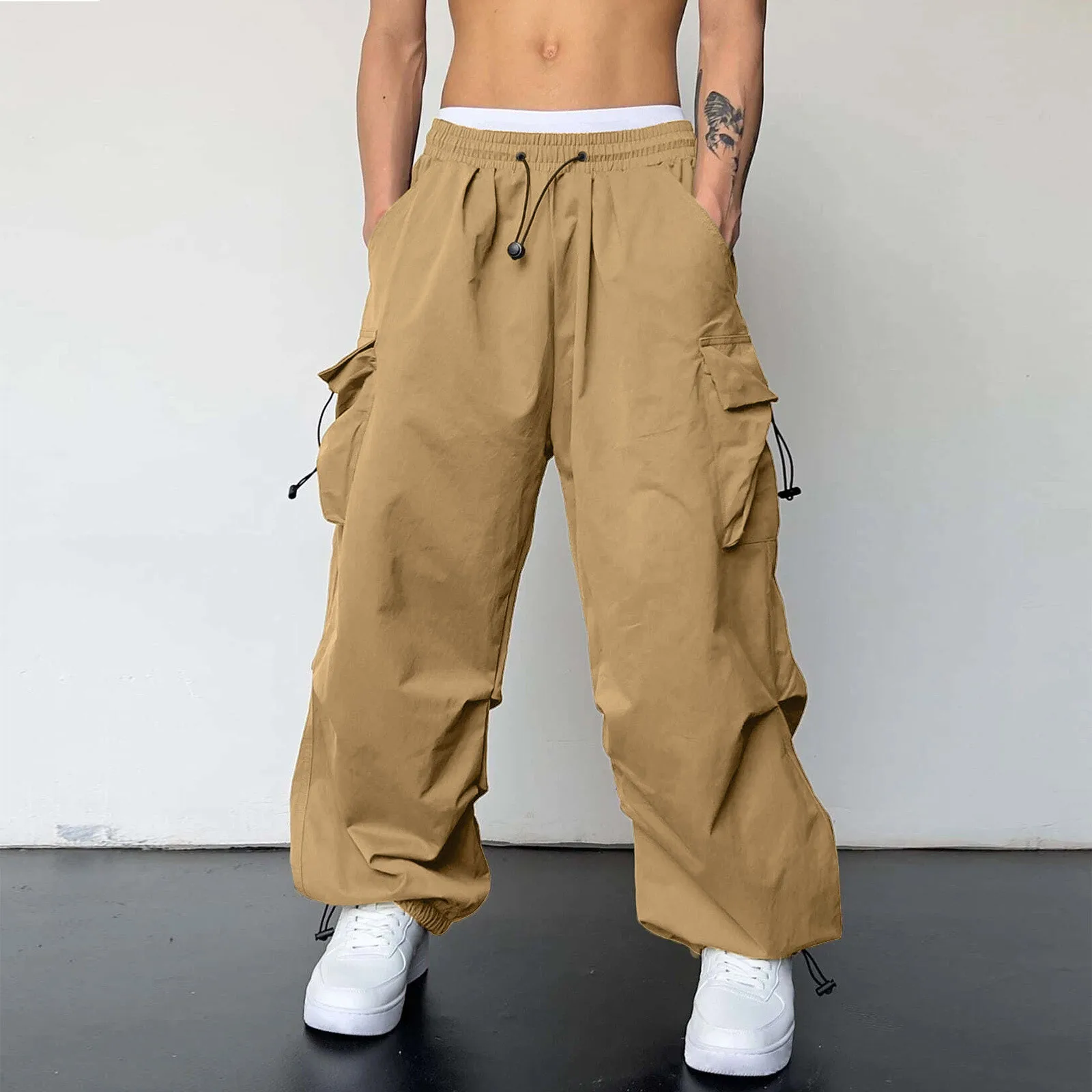 Oversized Carga Parachute Pants Men Y2k Hip Hop Streetvear Vintage Wide Leg Jaggers Baggy Casual Sweatpants Techwear Harajuku