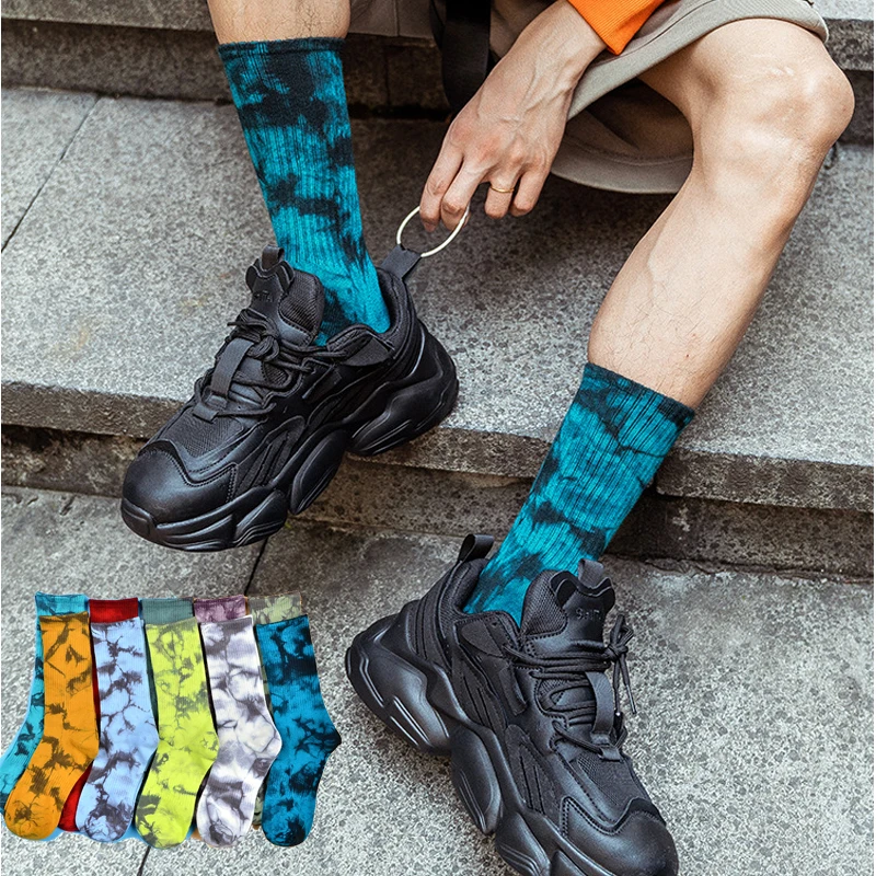 

Ins Trendy Tie Dye Mid Tube Socks Men Women Cotton Breathable Skateboard Sports Socks Couple Socks Running Sock Unisex Stockings