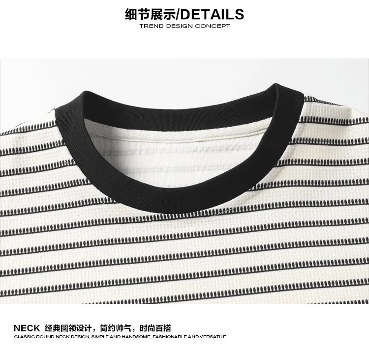 Vintage-T-Shirt mit langen Ärmeln und Streifenmuster für Herren, lockere Passform, Rundhalsausschnitt, lässiges Basic-Oberteil, weich und bequem, ideal für den täglichen Gebrauch. – Detail 12