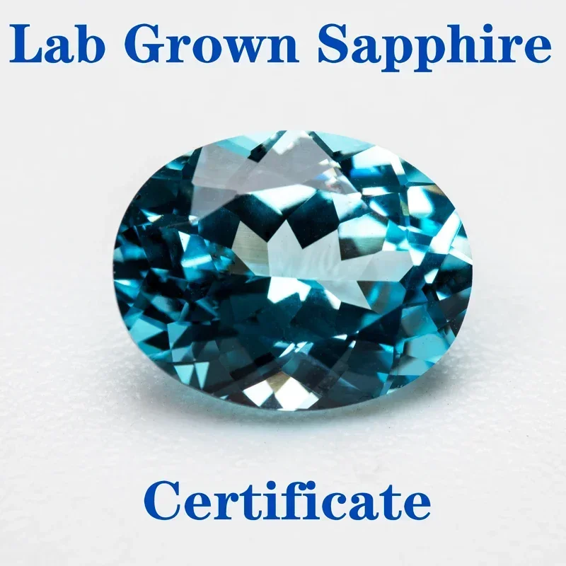 

Top Lab Grown Sapphire Oval Shape Sea Blue Treasure VVS1 Charms Beads Diy Jewelry Making Materials Selectable AGL Certificate