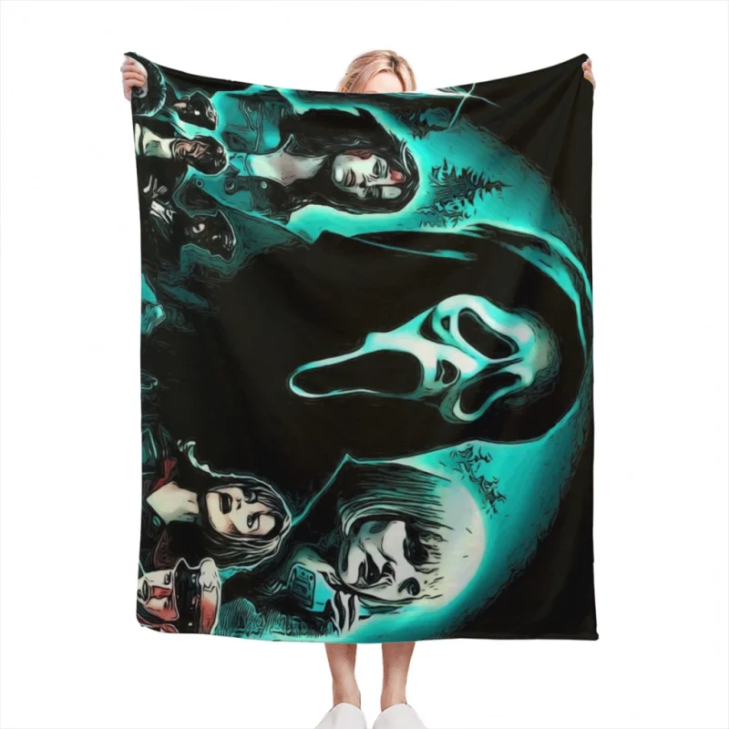 Couverture en velours doux pour film Scream, literie de Camping, cinéma froid ou voyage