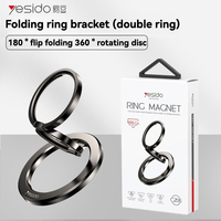 Yesido Double ring magnetic suction folding magsafe desktop metal ring phone holder 360 ° rotating alloy holder